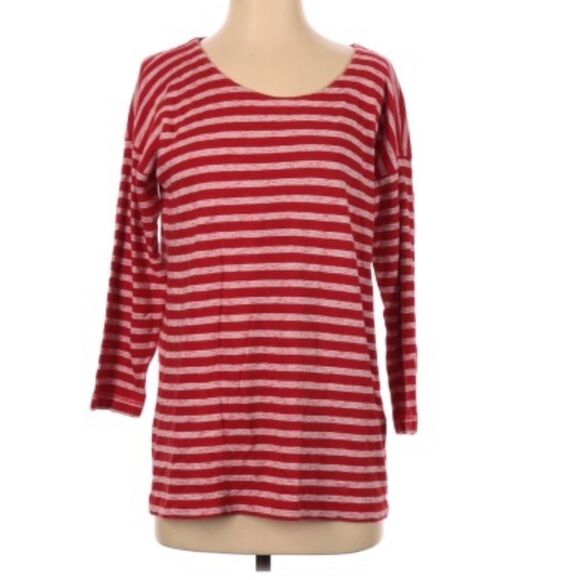 MADEWELL | Cozy Slub Red White Striped Top 3/4 Sleeve Women’s Size Small - Picture 2 of 13